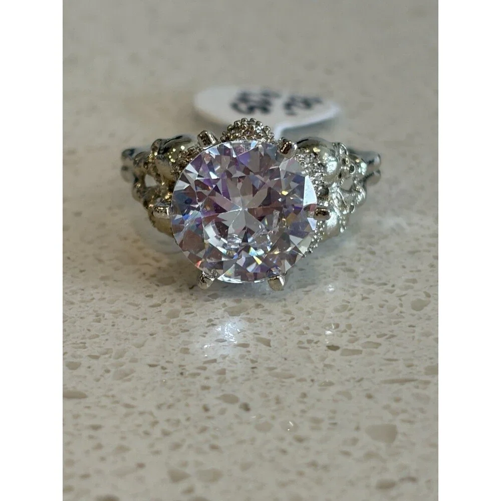 Jeulia Skull Ring Size 9.25 Sterling Silver 4ct Moissanite Stone Rare WhimyGoth